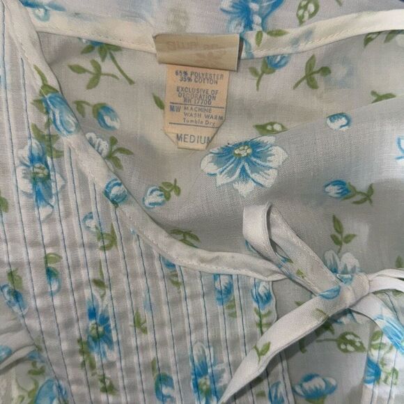 Vintage Amy Sue Blue Floral Prairie Long Sleeveless Nightgown Size Medium - Picture 15 of 15